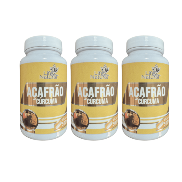 Kit 3 Açafrão - Cúrcuma - Life Natural - 60 Cápsulas