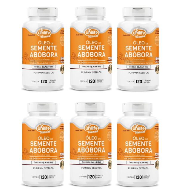 Kit 6 Óleo De Semente de Abóbora - Unilife - 120 capsulas
