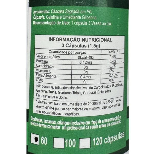 Kit 2 Cascara Sagrada - Life Natural - 60 Cápsulas